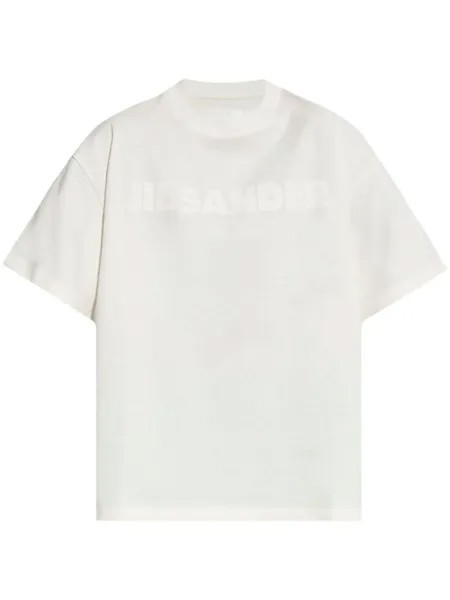 Jil Sander хлопковая футболка с логотипом, белый