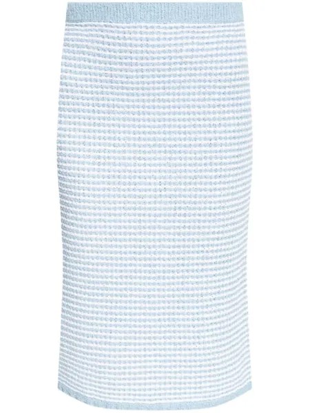 Tory Burch юбка в полоску из хлопковой смеси, синий