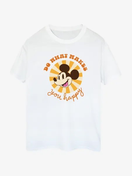 Белая футболка для взрослых NW2 Disney Mickey Mouse Happy Slogan George., белый