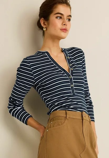 Футболка с длинным рукавом Henley Regular Next, цвет ecru white navy blue