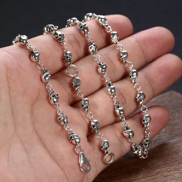 BOCAI S925 Серебряные Винтажные Ювелирные изделия Аксессуары для мужчин и женщин Череп Сращивание ожерелье Y цепочка свитер