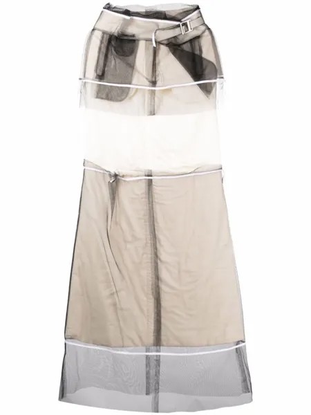 Maison Margiela многослойное платье в технике пэчворк, нейтральный цвет
