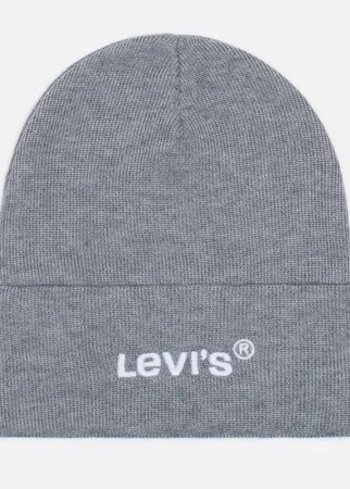 Шапка Levi's Wordmark Beanie, цвет серый