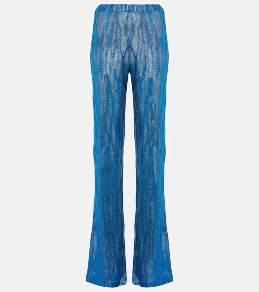 Жаккардовые широкие брюки с высокой посадкой Missoni, синий