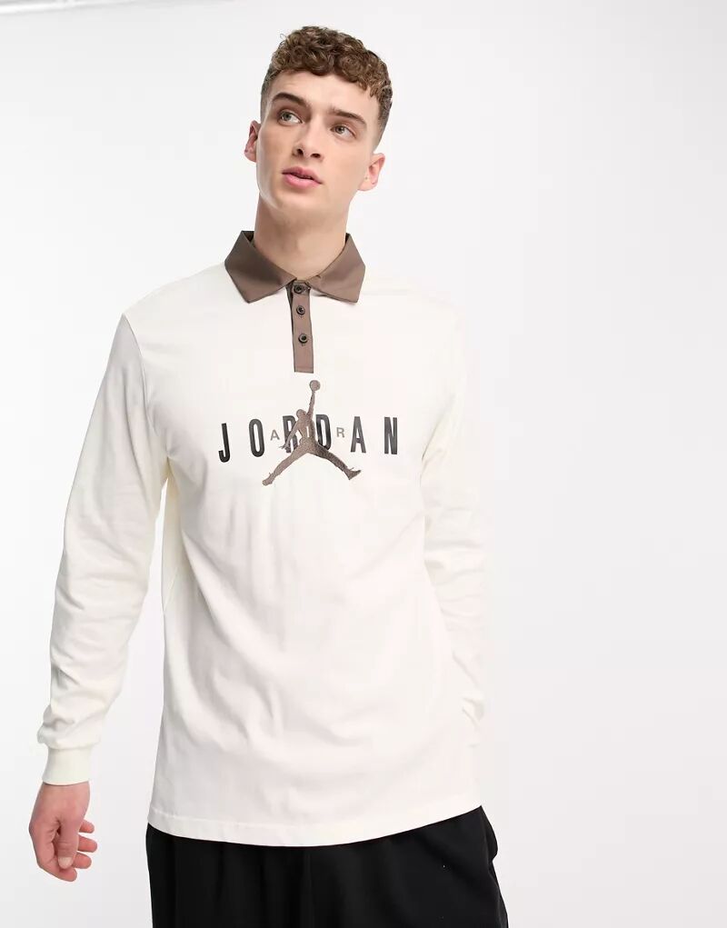 Белая рубашка-поло с длинными рукавами Jordan Jumpman