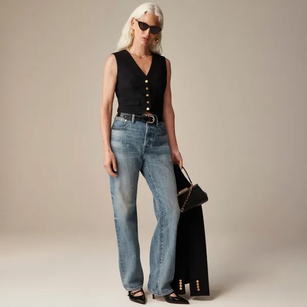 Классический жилет из итальянской двустрейчевой шерстяной смеси J.Crew, черный