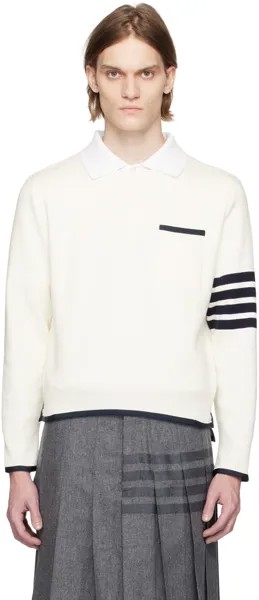 Белый свитер с 4 полосами Thom Browne