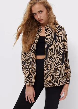 Stradivarius Рубашка Из Сатина Цвет Камня M