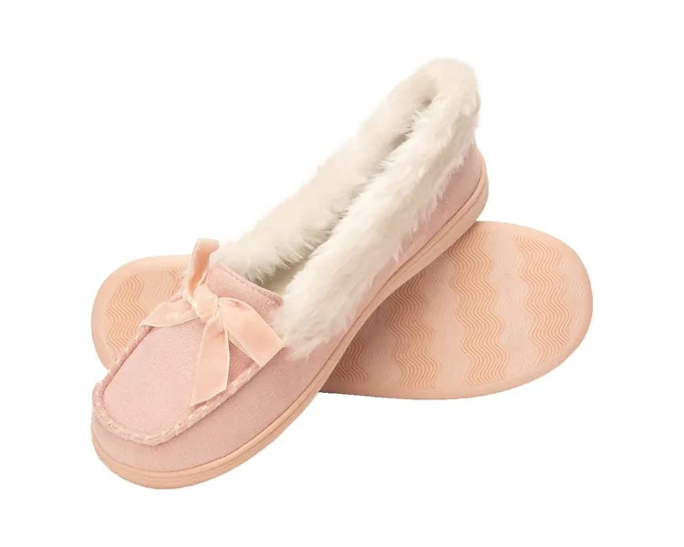 Слипперы Women's Micro Suede Moccasin Indoor Outdoor Slipper Shoe Jessica Simpson, пыльно-розовый