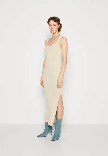 Широкое платье NA-KD LILLIE GRACE SIDE SLIT DRESS, цвет light beige