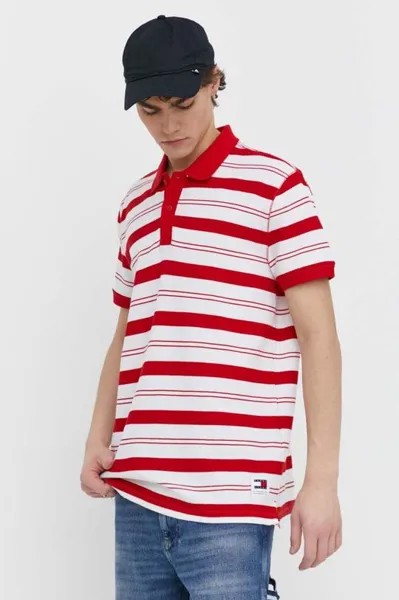 Хлопковая рубашка-поло Tommy Jeans, красный