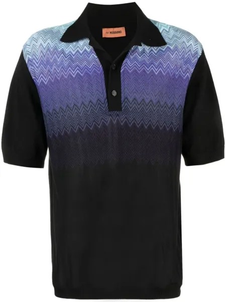 Missoni рубашка поло с узором зигзаг, черный