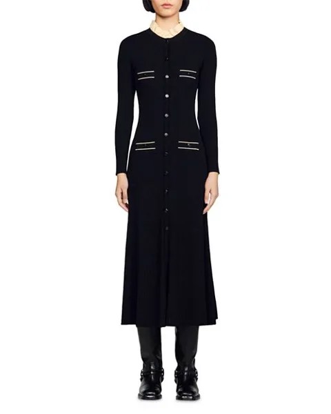 Платье Макси Одая Sandro, цвет Black