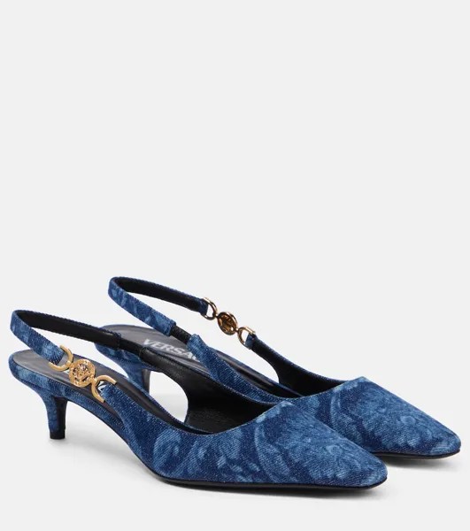 Джинсовые туфли barocco с пяткой на пятке Versace, синий
