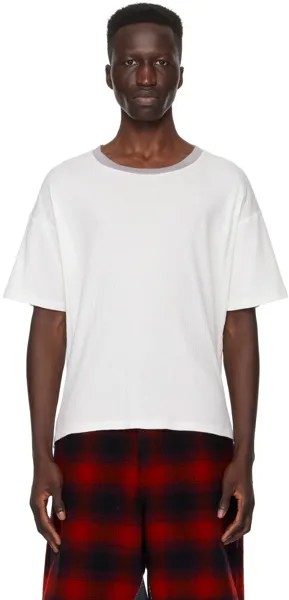 Белая футболка свободного кроя в рубчик Bode