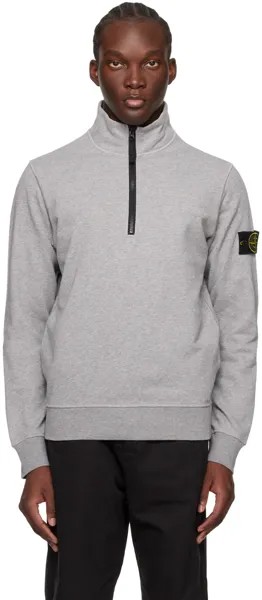 Серый свитер с нашивками Stone Island, цвет Melange grey