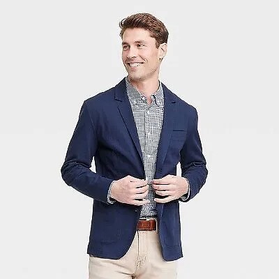 Мужской пиджак из стираного хлопка — Goodfellow - Co, темно-синий, XL