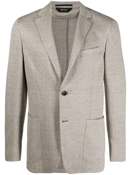 Z Zegna однобортный пиджак с узором в елочку