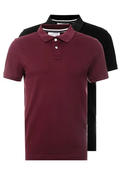 Рубашки-поло 2 ПАКЕТА Pier One, бордовый/черный