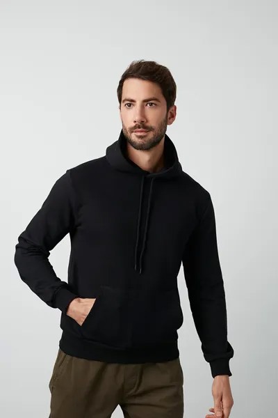 Хлопковый свитер с капюшоном и карманом-кенгуру 541HOODIE Buratti, черный