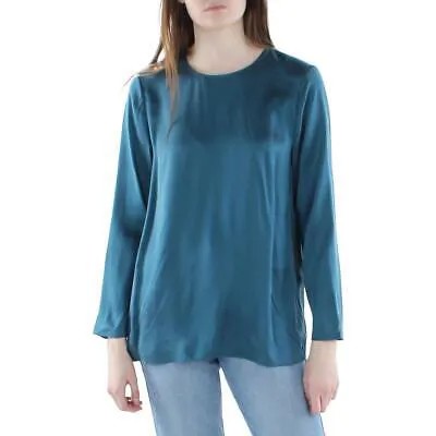 Женская синяя шелковая рубашка с круглым вырезом Eileen Fisher, блузка, топ XS BHFO 7222