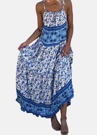 Чешские этнические цветочные принты ремни макси Платье для Женское