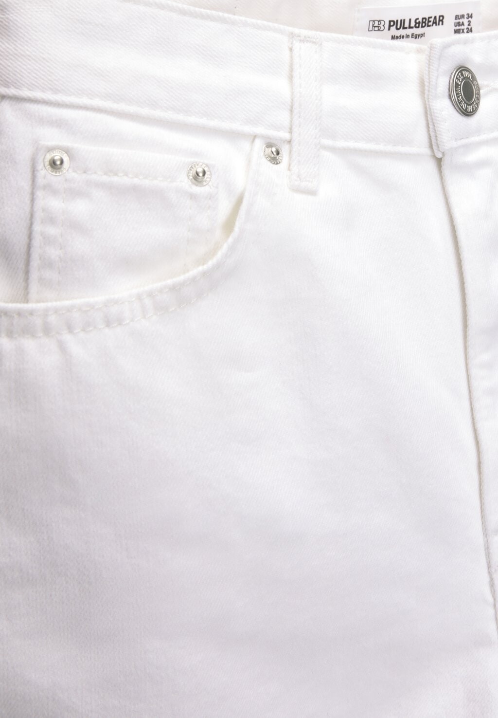Джинсовые шорты HIGH-WAIST, BERMUDA PULL&BEAR, белый