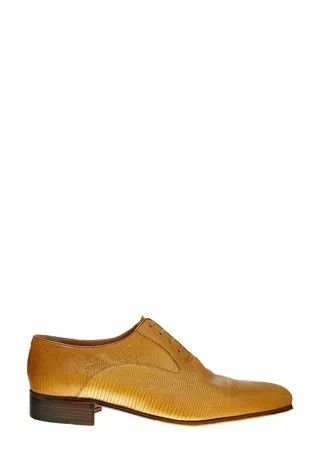 Туфли-оксфорды из фактурной кожи игуаны с контрастной подошвой