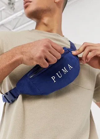 Темно-синяя вельветовая сумка-кошелек на пояс с логотипом Puma - эксклюзивно для ASOS-Темно-синий