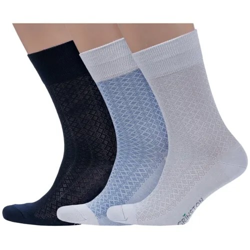 Комплект из 3 пар мужских носков Grinston socks (PINGONS) из микромодала микс 2, размер 25