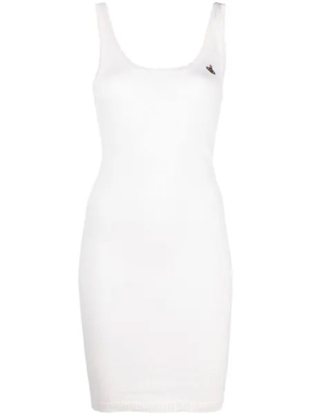 Vivienne Westwood трикотажное платье мини с вышивкой Dolce Orb, нейтральный цвет