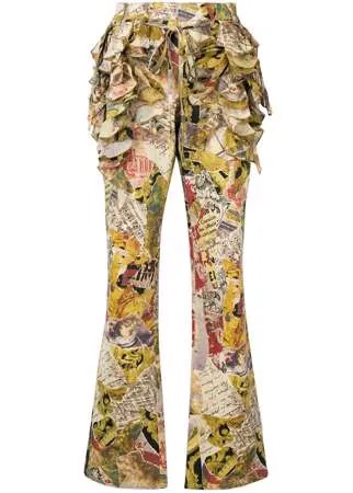 Moschino Pre-Owned расклешенные брюки с оборками с принтом