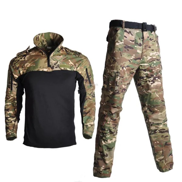 Комплект тактической формы из рубашки и брюк, уличная камуфляжная одежда для страйкбола, охоты, пейнтбола, военная униформа из CS