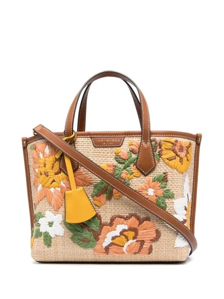 Tory Burch соломенная сумка-тоут с цветочной вышивкой