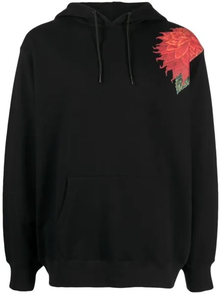 Худи с цветочным принтом Yohji Yamamoto, черный