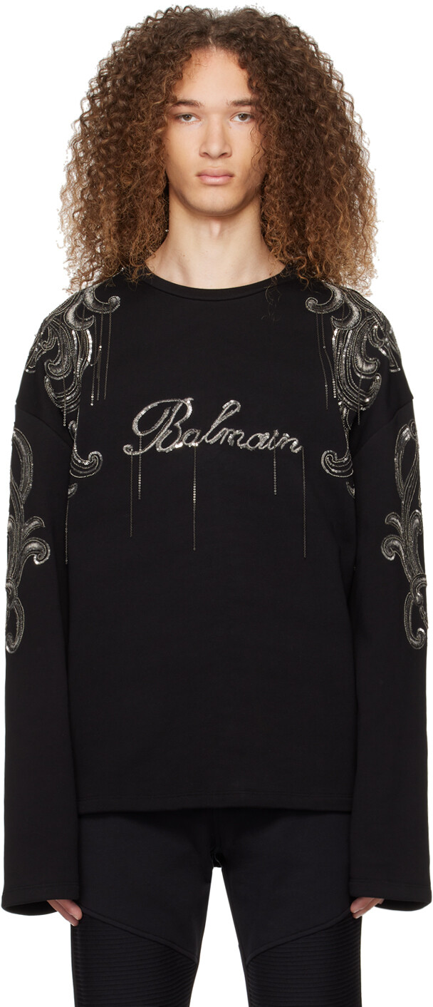 Черный свитшот с цепочкой Balmain