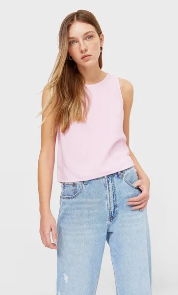 Stradivarius Рубашка Без Рукавов Цвет Темной Фуксии Xl
