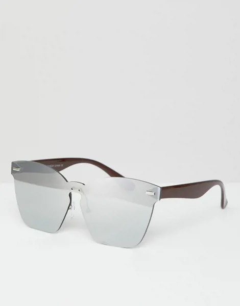 Солнцезащитные очки в коричневой оправе 7x-Серебряный