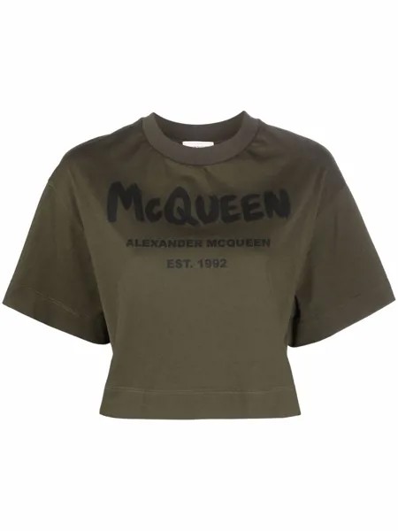 Alexander McQueen укороченная футболка с логотипом