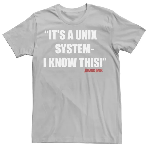 Мужская футболка «Парк Юрского периода» с системой Unix Licensed Character, серебристый