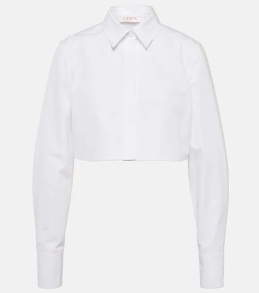 Укороченная рубашка из хлопкового поплина Valentino, белый