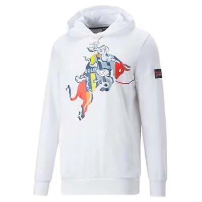 Puma Rbr Dynamic Bull Graphic Pullover Hoodie Mens White Casual Athletic Outerwe