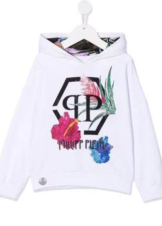 Philipp Plein Junior декорированное худи с цветочным принтом