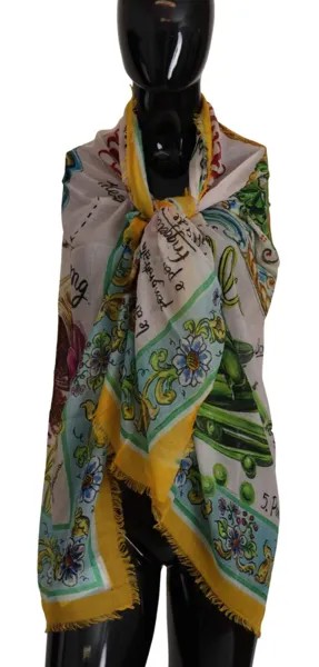 DOLCE - GABBANA Шарф Разноцветный сицилийский платок с запахом на шею 140см x 140см 750долл. США