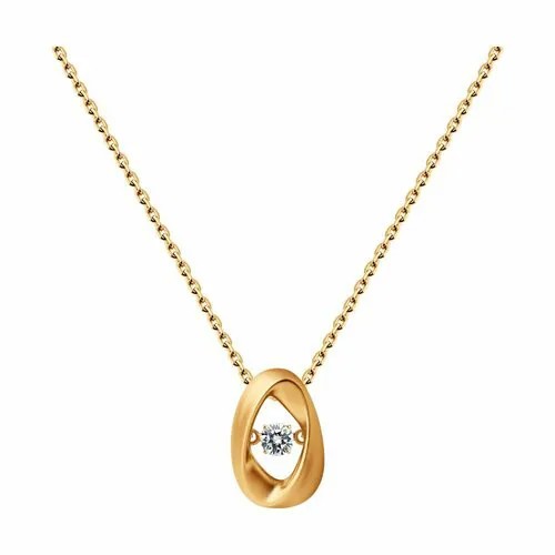 Колье Diamant, серебро, 925 проба, золочение, фианит, длина 45 см.