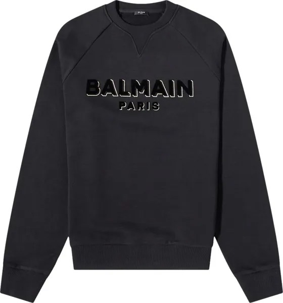 Толстовка Balmain Flock And Foil Logo Sweatshirt 'Black', черный