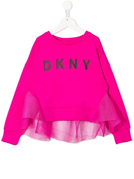 Dkny Kids толстовка с сетчатой вставкой и логотипом