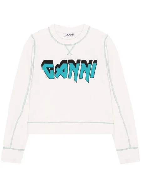 GANNI толстовка Isoli Rock с вышитым логотипом, белый