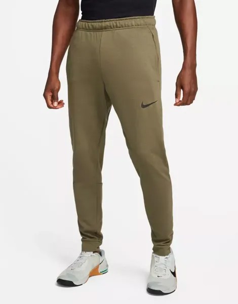 Зауженные флисовые джоггеры цвета хаки Nike Dri-FIT