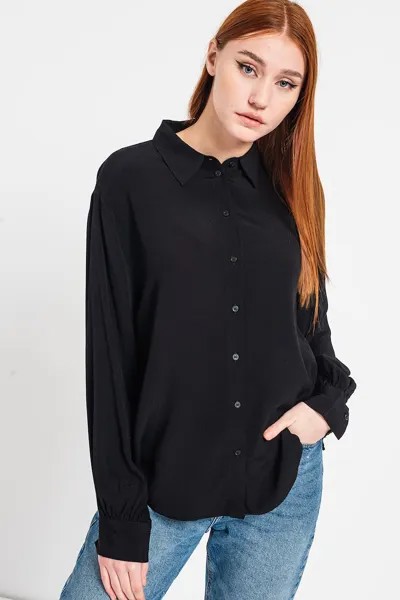 Рубашка с овальным подолом Esprit, черный